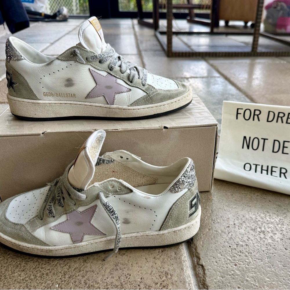 Golden Goose Ballstar Sneakers white/lilac glitter. 100% authentic EU38 worn 2X - Picture 2 of 11